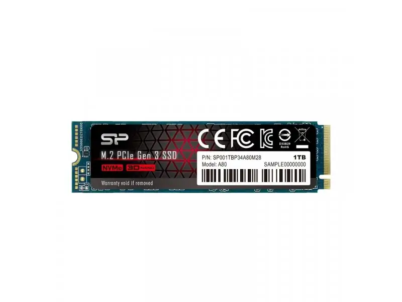 M.2 NVMe 1TB, 2280, PCIe Gen 3x4, A80, Read up to 3,400 MB/s, Write up to 3,000 MB/s