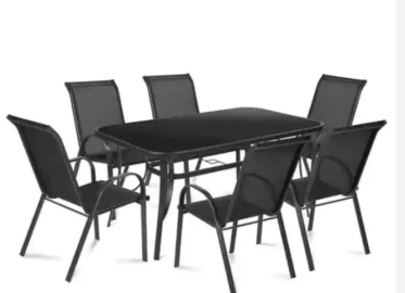 Baštenski set Fieldmann - sto sa kaljenim staklom i 6 stolica