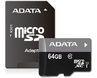 A-DATA Memorijska kartica UHS-I MicroSDXC 64GB class 10 + adapter AUSDX64GUICL10-RA1