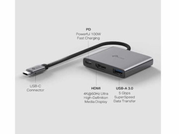 Hub TP-LINK UH3020C USB Type-C 3-Port Hub/1*HDMI 4K@60Hz//1*PD 100W/1*USB Type-A 5Gbps