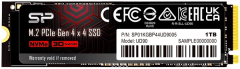 M.2 NVMe 1TB, 2280, PCIe Gen 4x4, UD90, 3D NAND, Read up to 5,000 MB/s, Write up to 4,800 MB/s