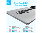 ANKER Zolo USB tip-C kabl M/M 1m,  za Apple, super brzo punjenje 240W/480Mbps, pleteni, crni