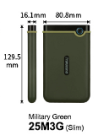 External HDD 1TB Slim form factor, M3G, USB 3.1, 2.5, Anti-shock system, Backup software, 185g, Mili