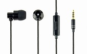 Stereo Metal Earphones with Microphone and Volume Control PARIS, 4-pin 3.5mm Stereo, Black